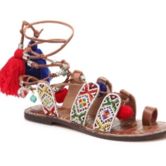 Sam Edelman Women's Size 8 Gretchen Sandals Leather Gladiator Boho Ankle… - Picture 3 of 6